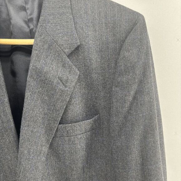 Biella Italy Pure Wool Suit Dark Charcoal Gray Pinstriped 38R Blazer 40x29 Pants - Picture 3 of 11